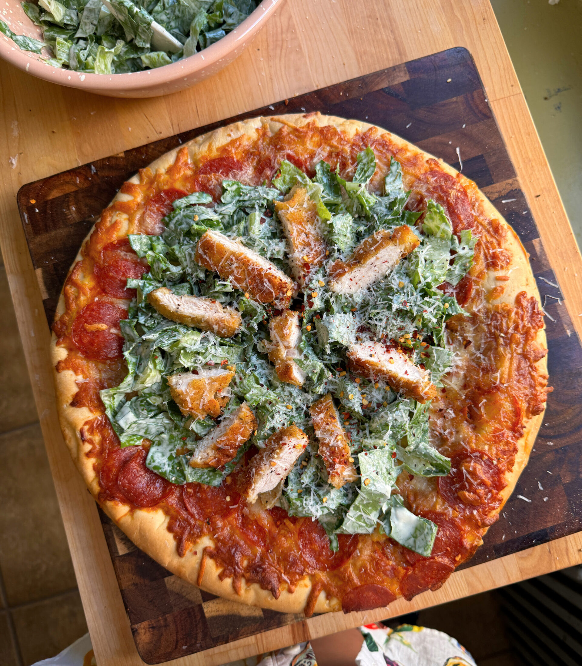 Crispy Chicken Cutlet Caesar Pizza | Easy Home Meals