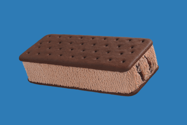 single chocolate ice cream bar against a blue background