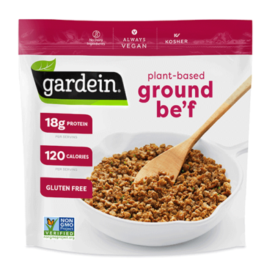 a bag of gardein plant-based ground be'f crumbles