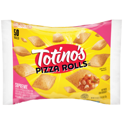 Bag of totino's supreme pizza rolls